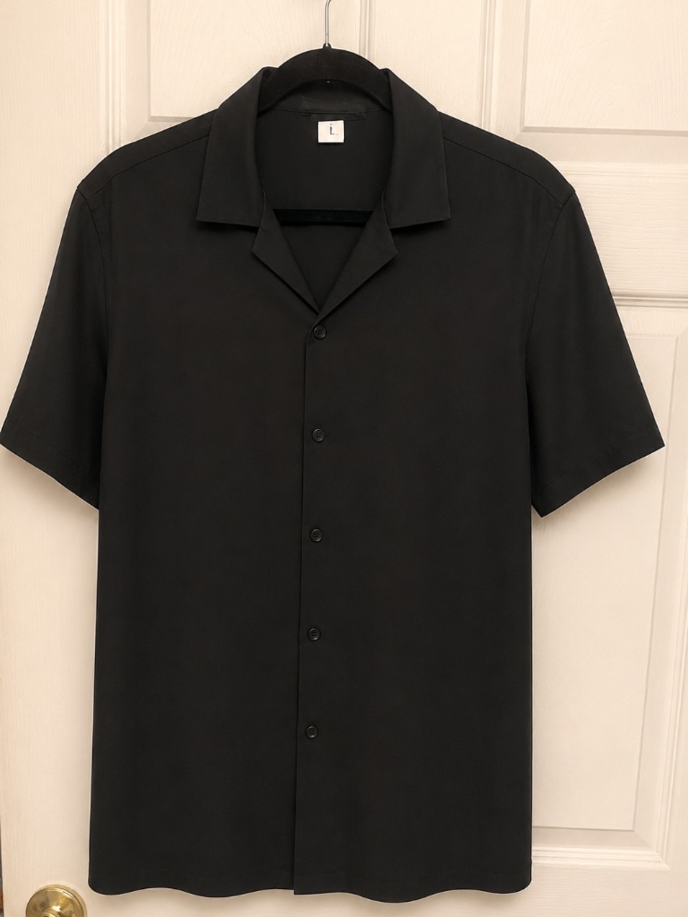 XL SATIN ASOS Men's party Black Short Sleeve Button-Up Shirt, summer Casual